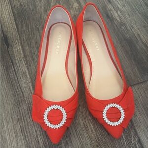 Metaphor Red Flats with Rhinestone Embellishment